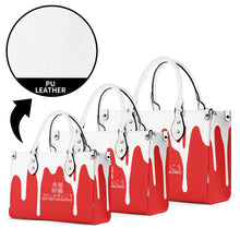 Load image into Gallery viewer, Ancestors Japanese, White Logo & Red and White Drip Multiple Sizes Upgraded Luxury Women PU Leather Handbag