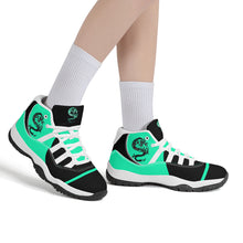 Load image into Gallery viewer, SWAN Mint Green Dragon Logo, Mint Green, Black High Top Air Retro Sneakers - White