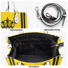 Load image into Gallery viewer, Royalty DON'T D4XV Black Logo ,Stripes & Gold Multiple Sizes Upgraded Luxury Women PU Leather Handbag