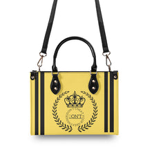 Load image into Gallery viewer, Royalty 24 Black Logo ,Stripe & Yellow Multiple Sizes Upgraded Luxury Women PU Leather Handbag