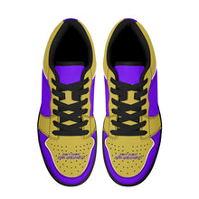 Load image into Gallery viewer, DCYG 4G's Purple & Gold, Black Sole Low-Top Leather Sneakers