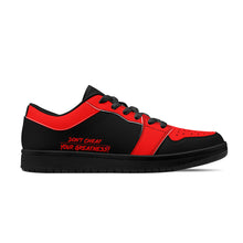 Load image into Gallery viewer, DCYG 4G's Black & Red, Black Sole Low-Top Leather Sneakers