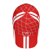 Load image into Gallery viewer, Royalty 24 White Logo,Netting ,Stripes & Red Curved Brim Baseball Cap (AOP)