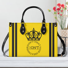 Load image into Gallery viewer, Royalty DON'T D4XV Black Logo ,Stripes & Gold Multiple Sizes Upgraded Luxury Women PU Leather Handbag