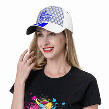 Load image into Gallery viewer, DEI 24 BM Blue logo & White Curved Brim Baseball Cap (AOP)