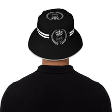 Load image into Gallery viewer, Royalty 24 White Logo , Stripes & Black Reflective Bucket Hat