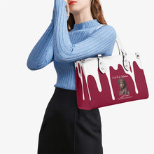 Load image into Gallery viewer, Ancestors Muslim, Female, White Logo, White Drip & Burgundy Multiple Sizes Upgraded Luxury Women PU Leather Handbag