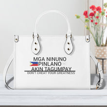 Load image into Gallery viewer, Ancestors Filipino, Black Logo ,Flag & White and Black Stripes Multiple Sizes Upgraded Luxury Women PU Leather Handbag