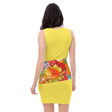 Load image into Gallery viewer, Orange and Yellow Floral Design Bodycon dress