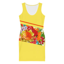 Load image into Gallery viewer, Orange and Yellow Floral Design Bodycon dress