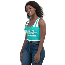 Load image into Gallery viewer, DCYG FX Baddies awhile Logo & Turquoise Crop Top