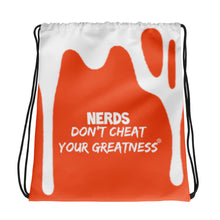 Load image into Gallery viewer, DCYG DRIP NERDS White Logo & Orange Drawstring bag