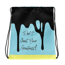 Load image into Gallery viewer, DYCG DRIP Black Logo & Light Blue with Yellow Drawstring bag