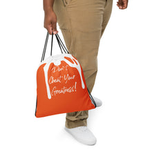 Load image into Gallery viewer, DYCG DRIP White & Orange Drawstring bag