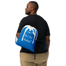 Load image into Gallery viewer, DCYG DRIP White Cursive Logo & Navy Blue Drawstring bag