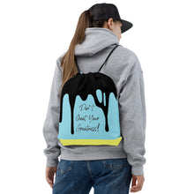 Load image into Gallery viewer, DYCG DRIP Black Logo & Light Blue with Yellow Drawstring bag