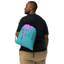 Load image into Gallery viewer, DYCG DRIP Pink Logo & Turquoise, Pink Drawstring bag
