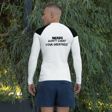 Load image into Gallery viewer, DCYG NERDS Black Logo & White Men's Rash Guard