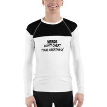 Load image into Gallery viewer, DCYG NERDS Black Logo & White Men's Rash Guard