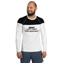 Load image into Gallery viewer, DCYG NERDS Black Logo & White Men's Rash Guard
