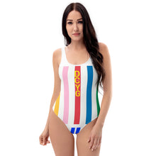 Load image into Gallery viewer, DCYG FM1 MultiColored Stripe & White One-Piece Swimsuit