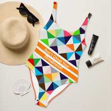 Load image into Gallery viewer, DCYG 24 STEAMY Orange,Black & Green Checks One-Piece Swimsuit
