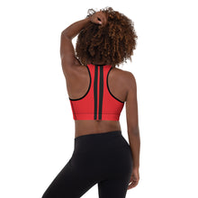 Load image into Gallery viewer, DCYG 24SX Baddies Black Logo & Red Padded Sports Bra