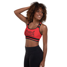 Load image into Gallery viewer, DCYG 24SX Baddies Black Logo & Red Padded Sports Bra