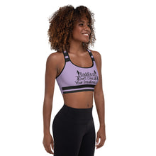 Load image into Gallery viewer, DCYG 24SX Baddies Black Logo & Plum Padded Sports Bra