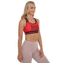 Load image into Gallery viewer, DCYG 24SX Baddies Black Logo & Red Padded Sports Bra