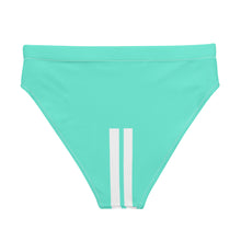 Load image into Gallery viewer, DCYG 24 STEAMY Turquoise & White stripes high-waisted bikini bottom