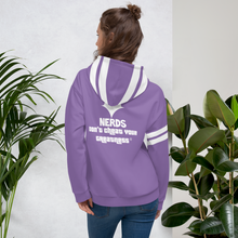 Load image into Gallery viewer, DCYG NERDS White logo & Purple Unisex Hoodie