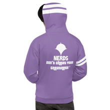 Load image into Gallery viewer, DCYG NERDS White logo & Purple Unisex Hoodie