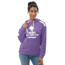 Load image into Gallery viewer, DCYG NERDS White logo & Purple Unisex Hoodie