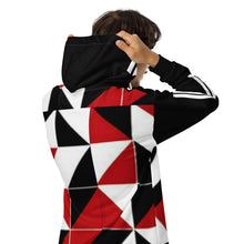 Load image into Gallery viewer, DCYG 45Dgr White Logo & Red,Black, & White Unisex zip hoodie