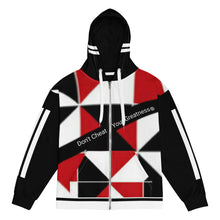 Load image into Gallery viewer, DCYG 45Dgr White Logo & Red,Black, & White Unisex zip hoodie