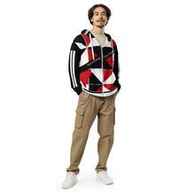 Load image into Gallery viewer, DCYG 45Dgr White Logo & Red,Black, & White Unisex zip hoodie