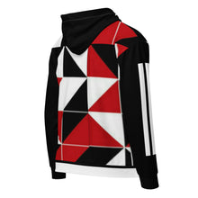 Load image into Gallery viewer, DCYG 45Dgr White Logo & Red,Black, & White Unisex zip hoodie