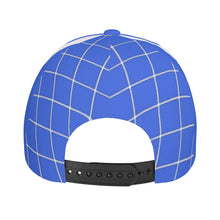 Load image into Gallery viewer, Ancestors Native White Logo, Netting, & Blue Curved Brim Baseball Cap (AOP)