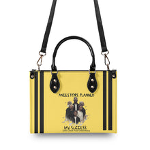 Load image into Gallery viewer, Ancestors+ Black Family, Black Logo & Black Stripes, Yellow Multiple Sizes Upgraded Luxury Women PU Leather Handbag