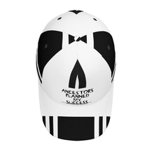 Load image into Gallery viewer, Ancestors Black, Black Logo, White ,Black Stripes & White Curved Brim Baseball Cap (AOP)