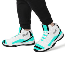 Load image into Gallery viewer, DONT D4X Black Logo ,Teal,Black Stripes & White High Top Air Retro Sneakers - White