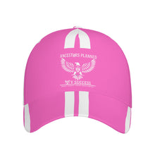 Load image into Gallery viewer, Ancestors Native, White Logo,Stripes & Pink Curved Brim Baseball Cap (AOP)