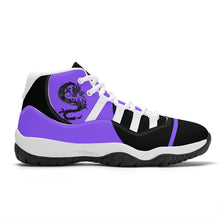 Load image into Gallery viewer, SWAN Black, White Logo, Purple ,Black High Top Air Retro Sneakers - White