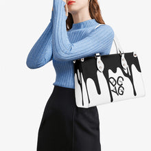 Load image into Gallery viewer, DRIP LO Black Logo & White Multiple Sizes Upgraded Luxury Women PU Leather Handbag