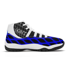 Load image into Gallery viewer, DX4 White Logo , Black, Blue Netting & White High Top Air Retro Sneakers - White