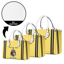 Load image into Gallery viewer, Ancestors+ Black Family, Black Logo & Black Stripes, Yellow Multiple Sizes Upgraded Luxury Women PU Leather Handbag