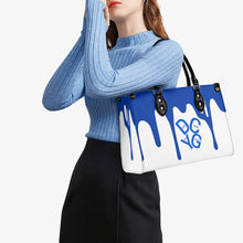 Load image into Gallery viewer, DRIP Blue Logo & White Multiple Sizes Upgraded Luxury Women PU Leather Handbag