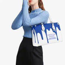 Load image into Gallery viewer, Ancestors Jewish, Blue Logo & Blue & White Drip Multiple Sizes Upgraded Luxury Women PU Leather Handbag