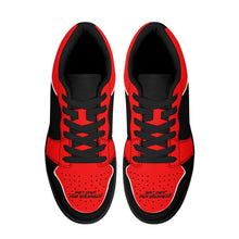 Load image into Gallery viewer, DCYG G4's Black & Red, Black Sole Low-Top Leather Sneakers